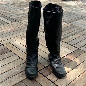 Black Leather Knee-High Boots
